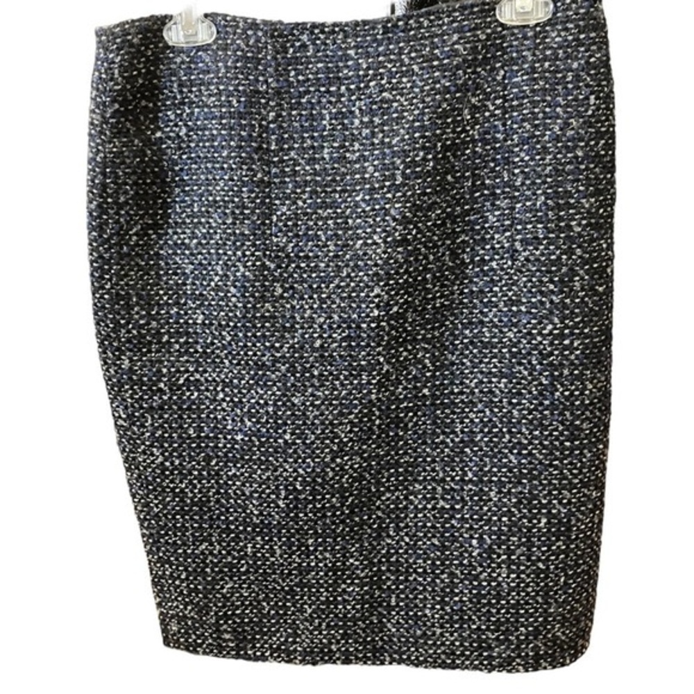 Willi Smith 40% Wool Short Pencil Skirt Tweed Lined Dark Blue Back Zipper Sz 8